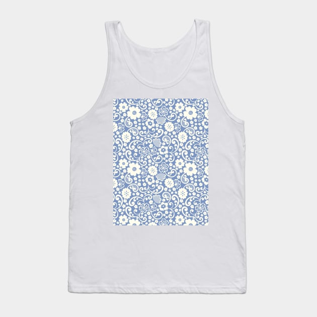 swedish kurbits Scandinavian folkart dala horse traditional vintage rosemaling blue Tank Top by blomastudios